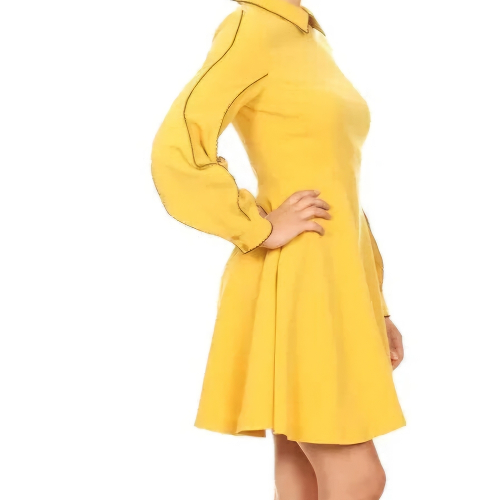 Ina Skater Vibrant Yellow Long Sleeve Dress